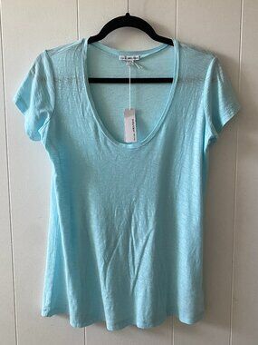 James Perse, Sz Med/2, Aqua Blue, Classic Soft Slub Cotton Modal Tee Shirt